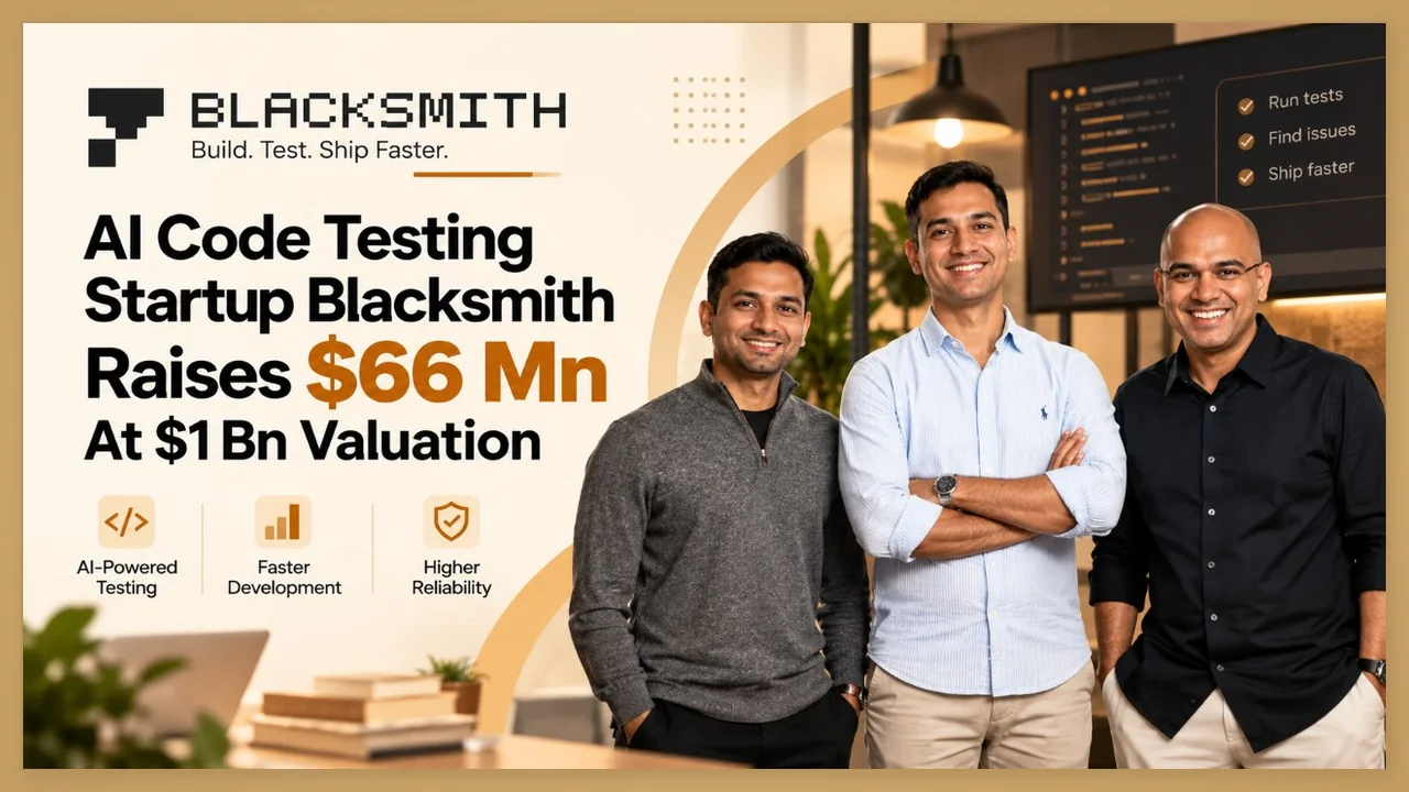 Blacksmith founders Aditya Jayaprakash, Aayush Shah and Aditya Maru after the AI code testing startup raised $66 million at a $1 billion valuation