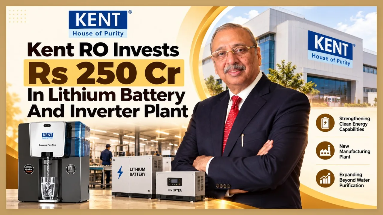 Mahesh Gupta, CMD of Kent RO Systems, with the lithium battery and inverter range from the new Kent New Energy division