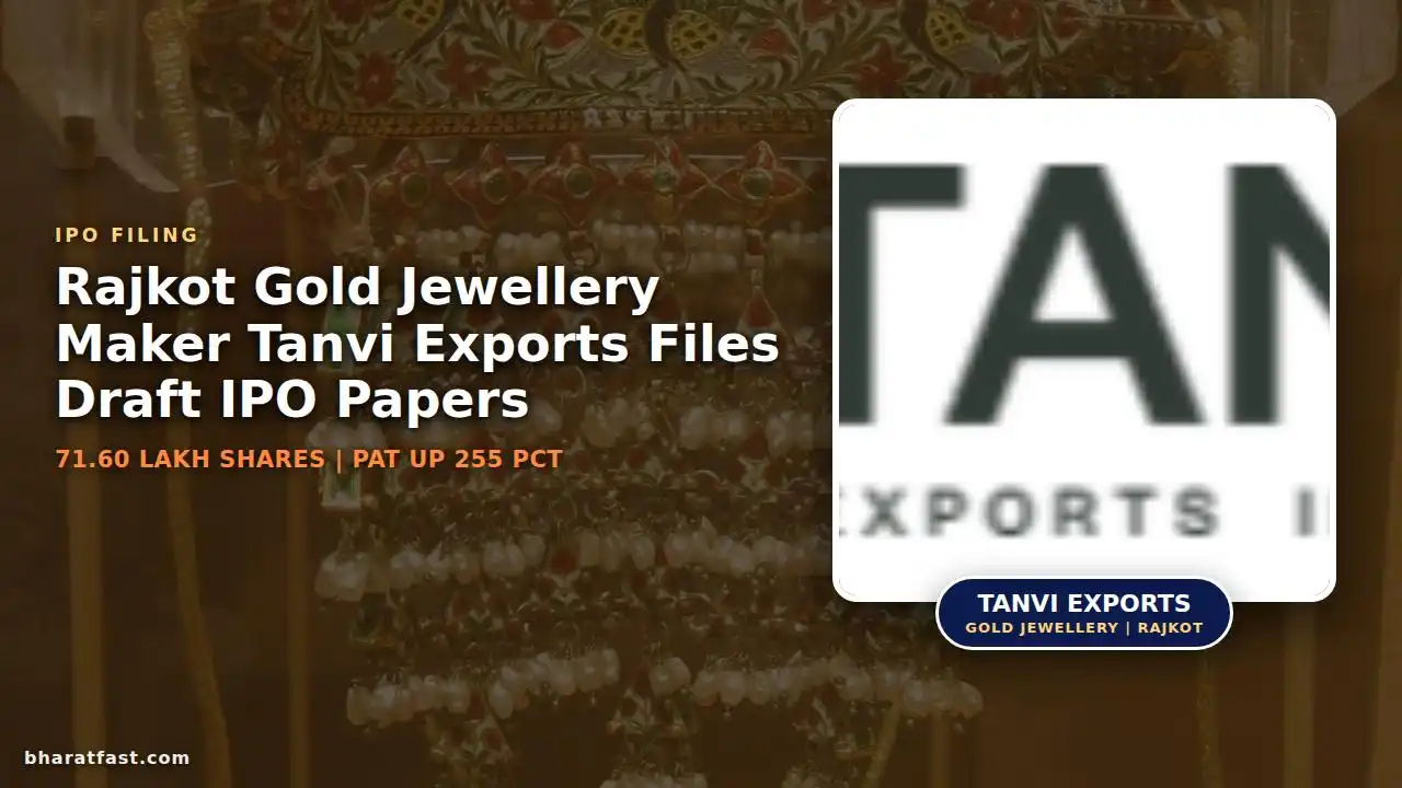 Gold necklace and the Tanvi Exports logo, after the Rajkot jewellery maker filed draft IPO papers